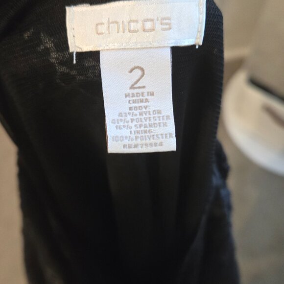 Chico's Black on black animal print blouse with side tie - Size 2 - EUC - Picture 4 of 5